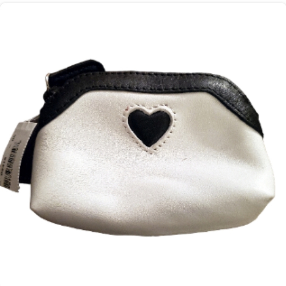 Brighton Heart Black & White leather zip coin purse NWT